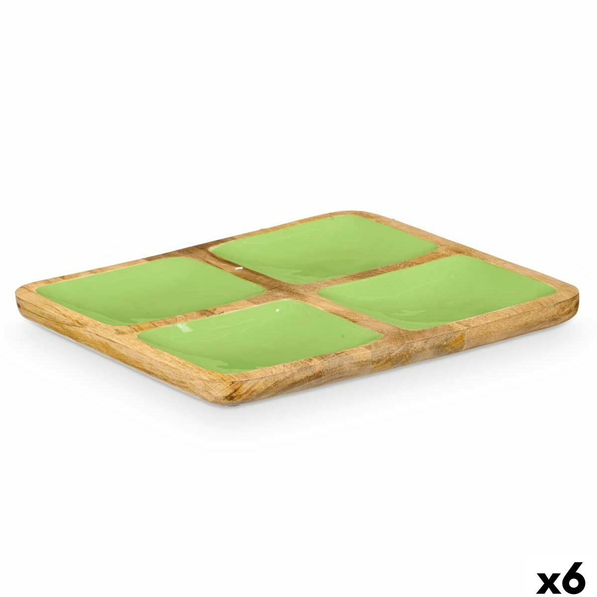 Tray with Compartments MALI-991 G Green 31 x 3 x 3 cm (6 Units)