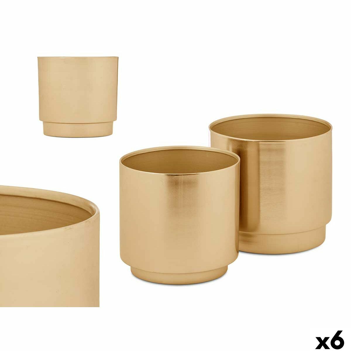 Set of pots 40055-G Golden Iron 18 x 16,5 x 18 cm 16 x 15,5 x 16 cm (6 Units)