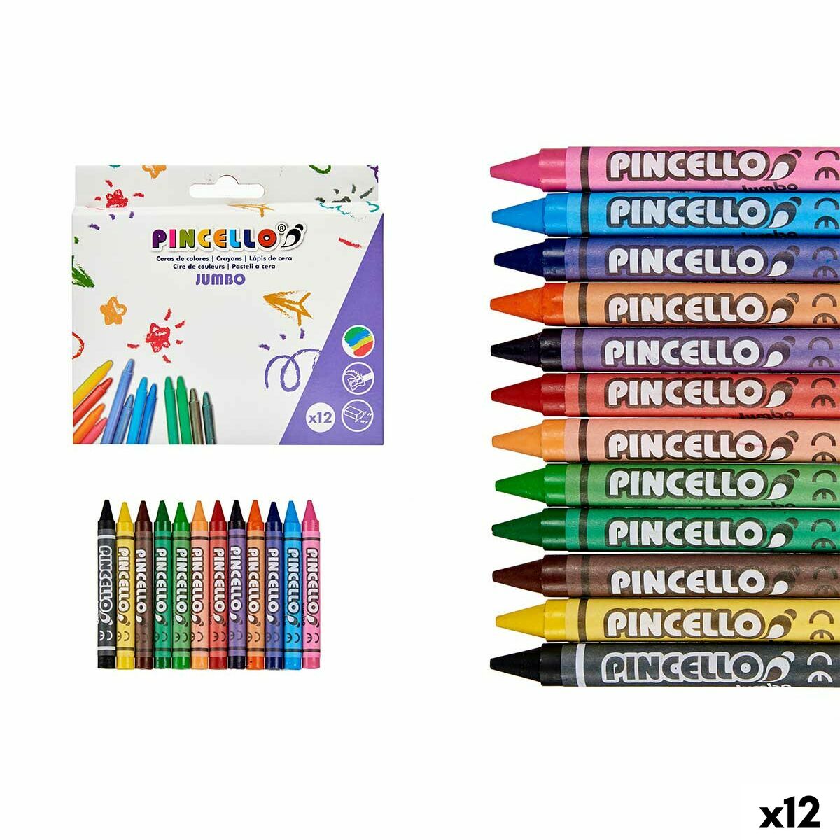 Coloured crayons Pincello 45930 (12 Units)