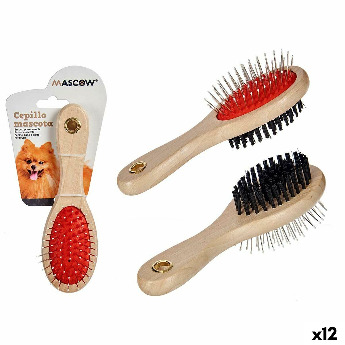 Dog Brush Mascow AR1807083 Brown Black Red 9 x 5 x 21 cm (12 Units) Dog Brush Mascow AR1807083 Brown Black Red 9 x 5 x 21 cm (12 Units)