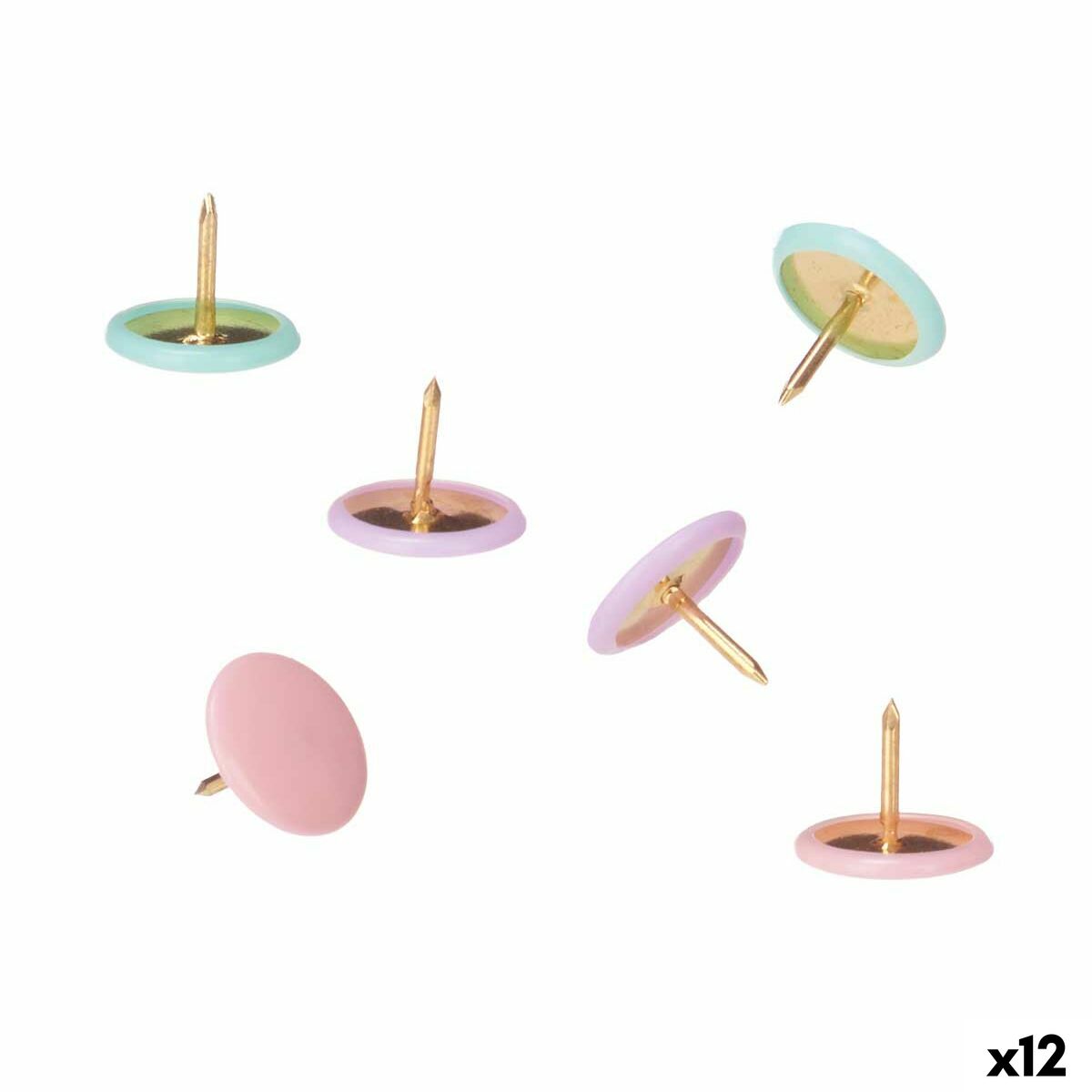 Drawing pins Pincello 654 Multicolour Metal (12 Units)