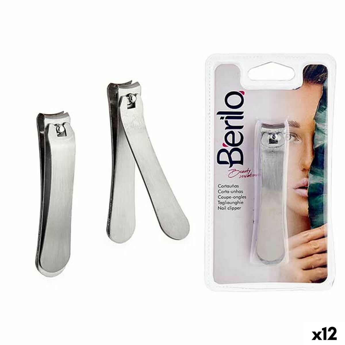 Nail clipper Berilo 1703240 Silver Metal (12 Units) Nail clipper Berilo 1703240 Silver Metal (12 Units)