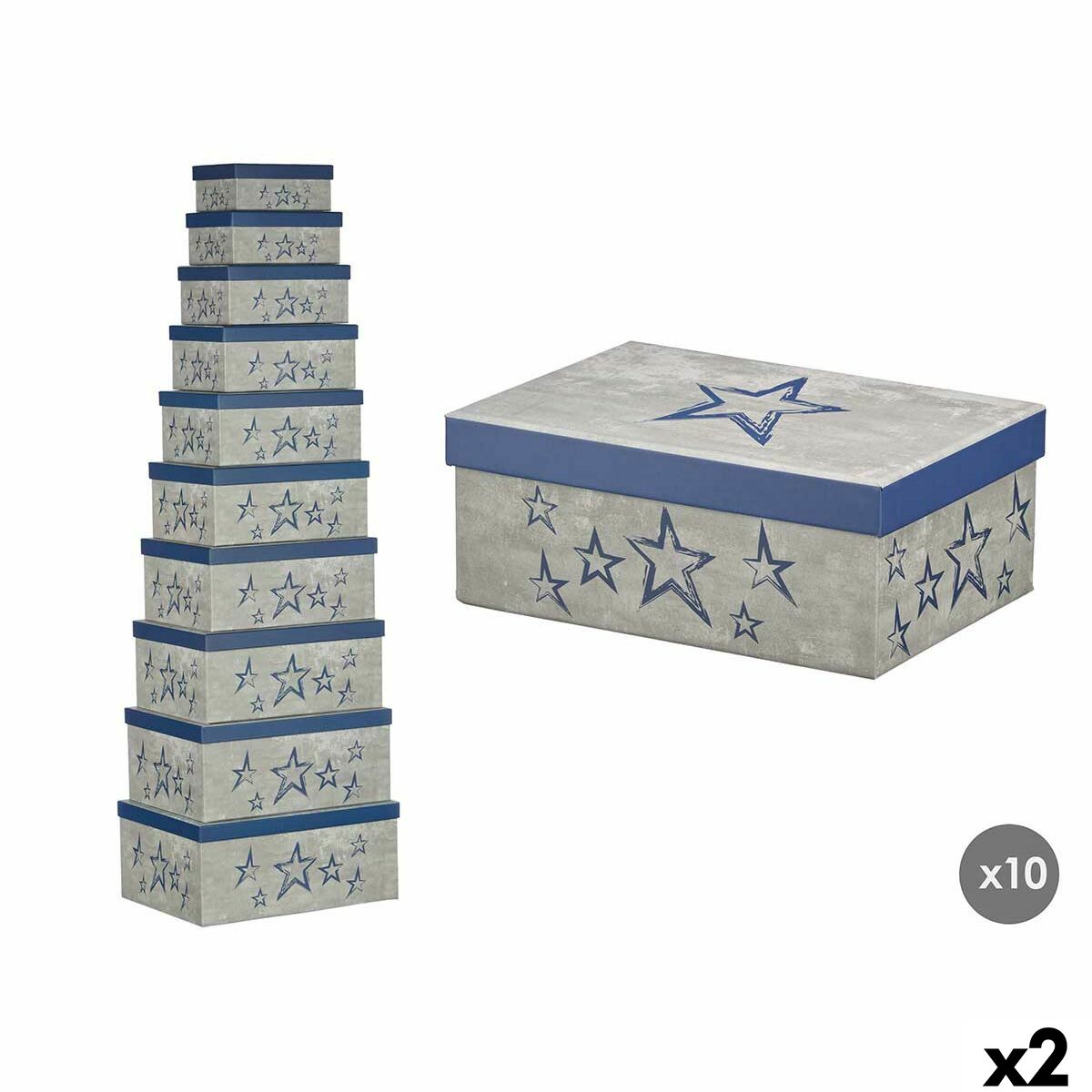 Decorative box Pincello 66 Blue Cardboard (2 Units) Decorative box Pincello 66 Blue Cardboard (2 Units)