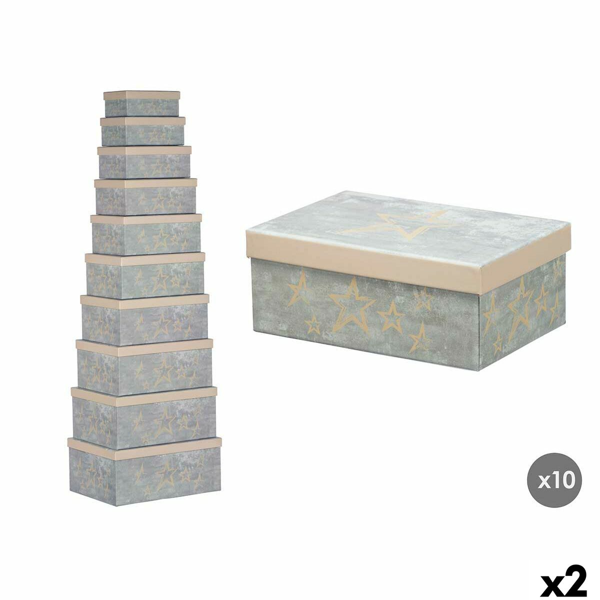 Decorative box Pincello 64 Cream Cardboard (2 Units) Decorative box Pincello 64 Cream Cardboard (2 Units)