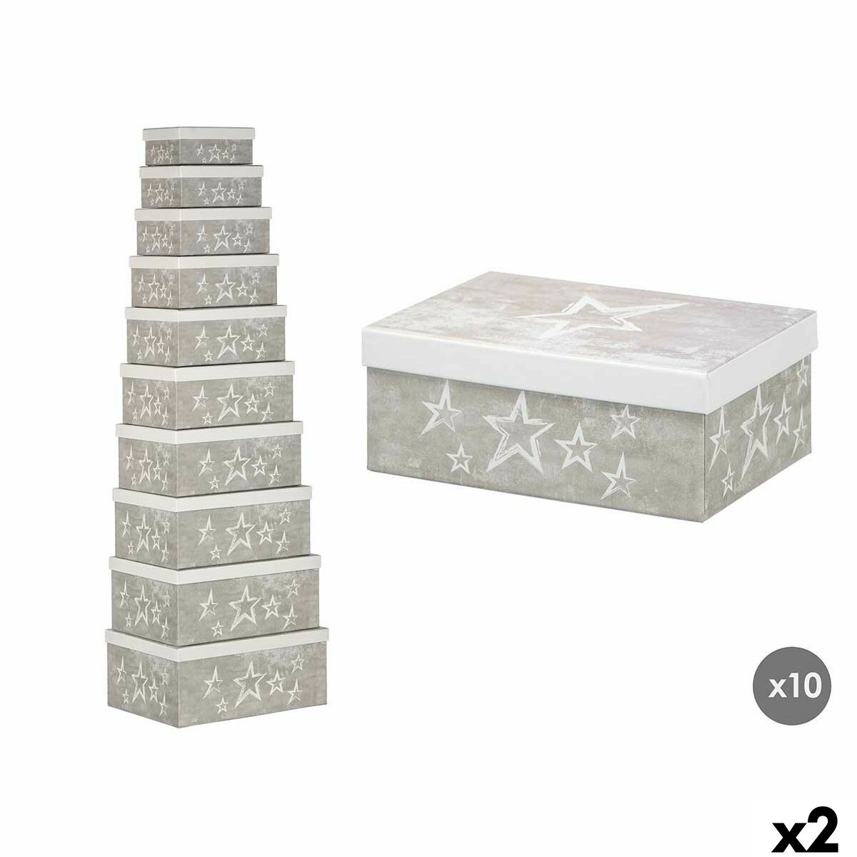 Decorative box Pincello 63 White Grey Cardboard (2 Units) Decorative box Pincello 63 White Grey Cardboard (2 Units)