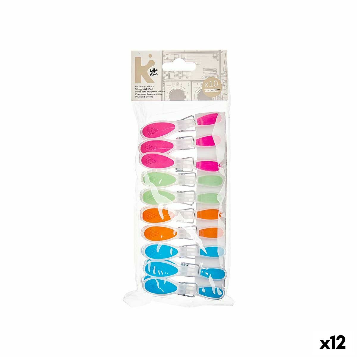 Clothes Pegs Multicolour Metal Silicone Plastic 8,5 x 4 x 1 cm (12 Units) Clothes Pegs Multicolour Metal Silicone Plastic 8,5 x 4 x 1 cm (12 Units)