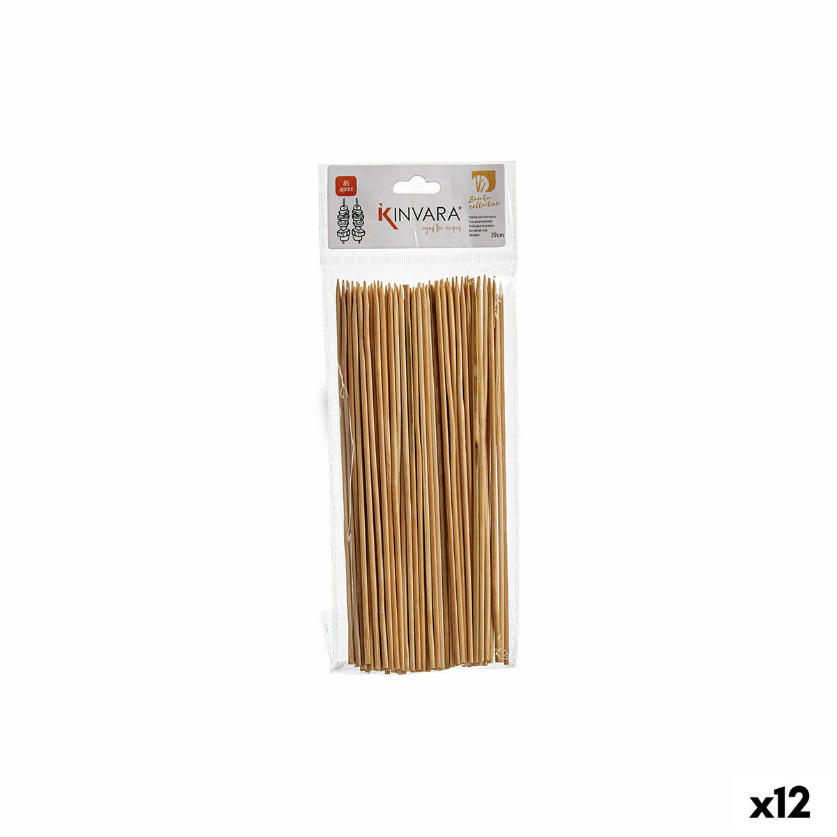 Bamboo toothpicks Kinvara Brown Bamboo 20 cm 85 Pieces (12 Units)