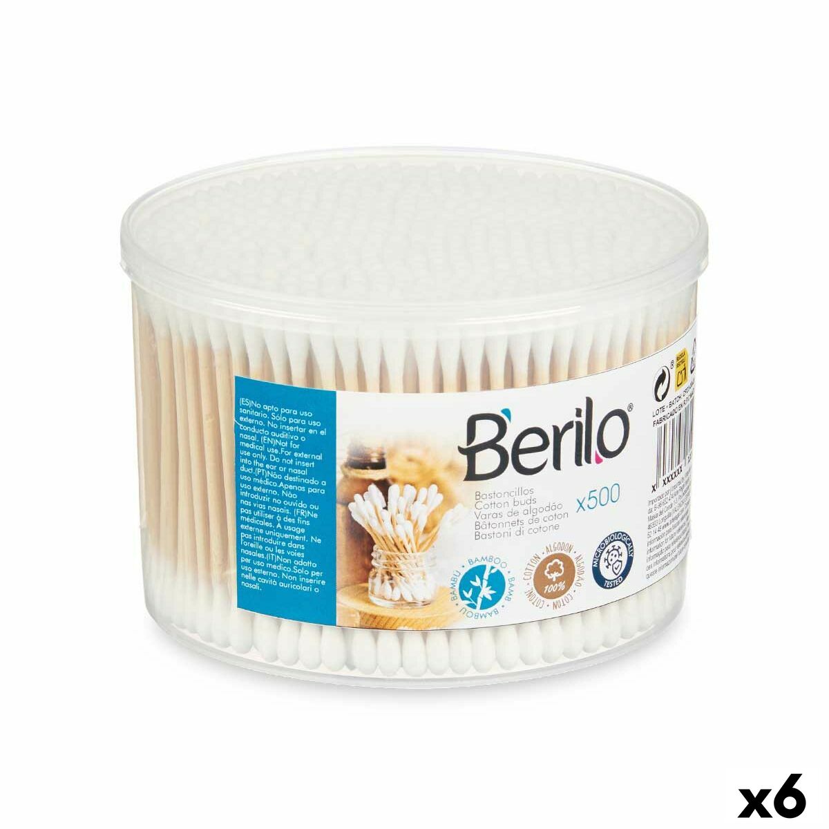 Cotton Buds Berilo Cotton Bamboo 6 Units Cotton Buds Berilo Cotton Bamboo 6 Units