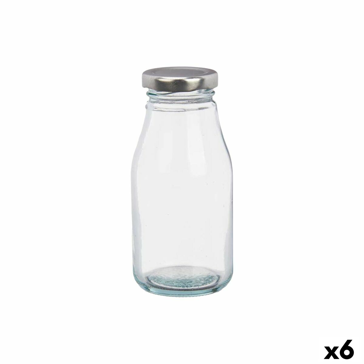 Glass Bottle Vivalto Transparent Silver PVC Metal Glass 250 ml (6 Units)