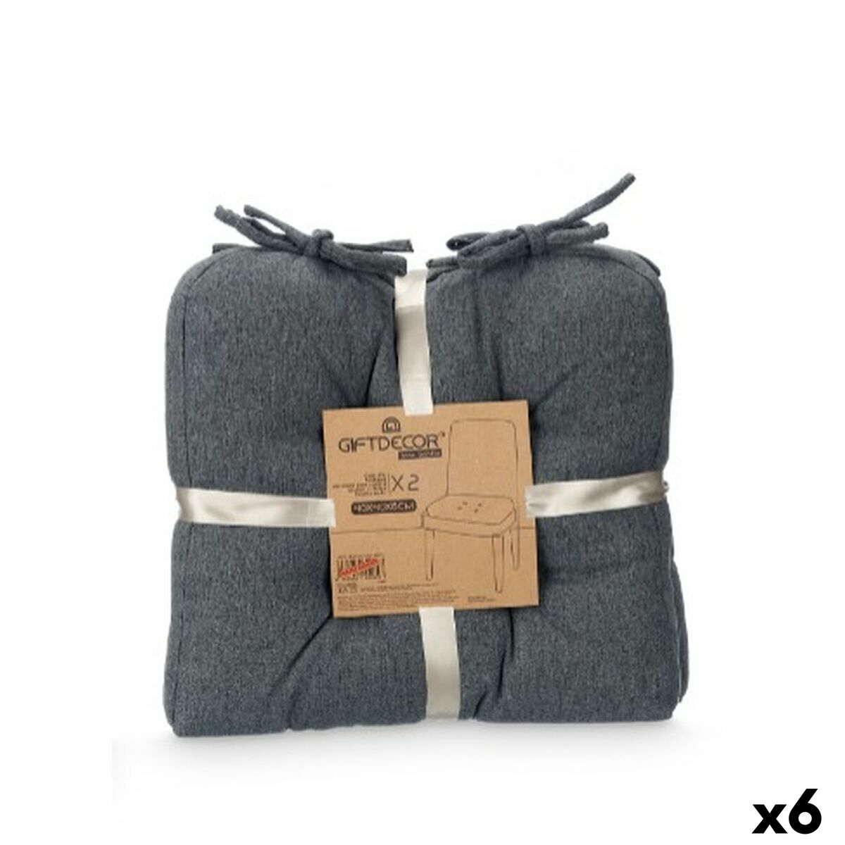Set of cushions Gift Decor Grey 40 x 40 x 7 cm 2 Pieces (6 Units) Set of cushions Gift Decor Grey 40 x 40 x 7 cm 2 Pieces (6 Units)