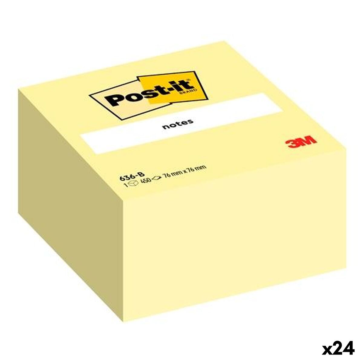 Sticky Notes Post-it Yellow 76 x 76 mm (24 Units)