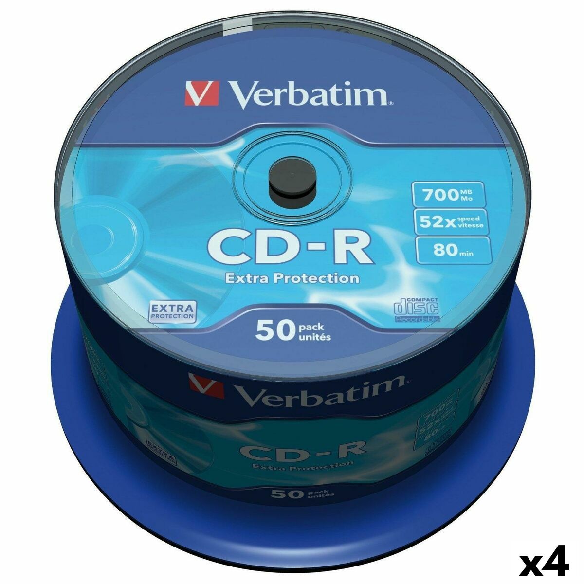 CD-R Verbatim Extra Protection 700 MB 52x 50 Pieces (4 Units) CD-R Verbatim Extra Protection 700 MB 52x 50 Pieces (4 Units)