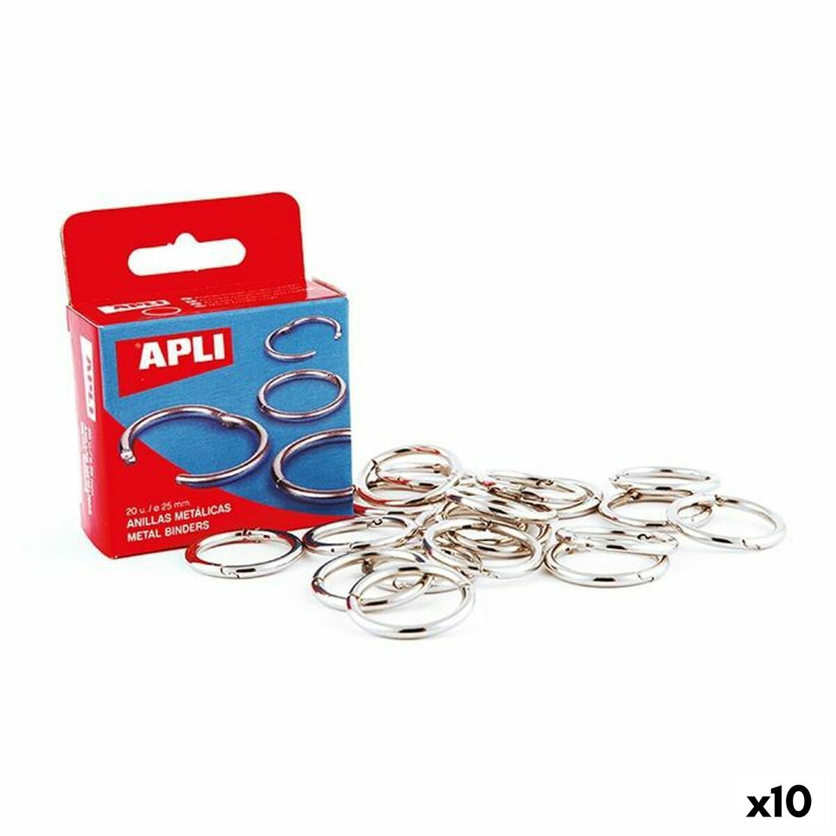 Rings Apli Silver 51 mm Binding (10 Units) Rings Apli Silver 51 mm Binding (10 Units)