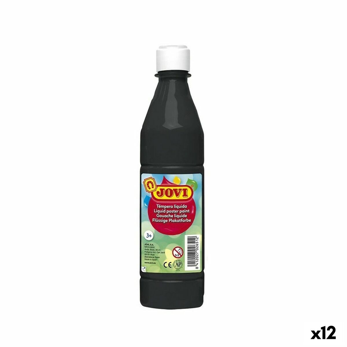 Tempera Jovi Black 500 ml (12 Units)