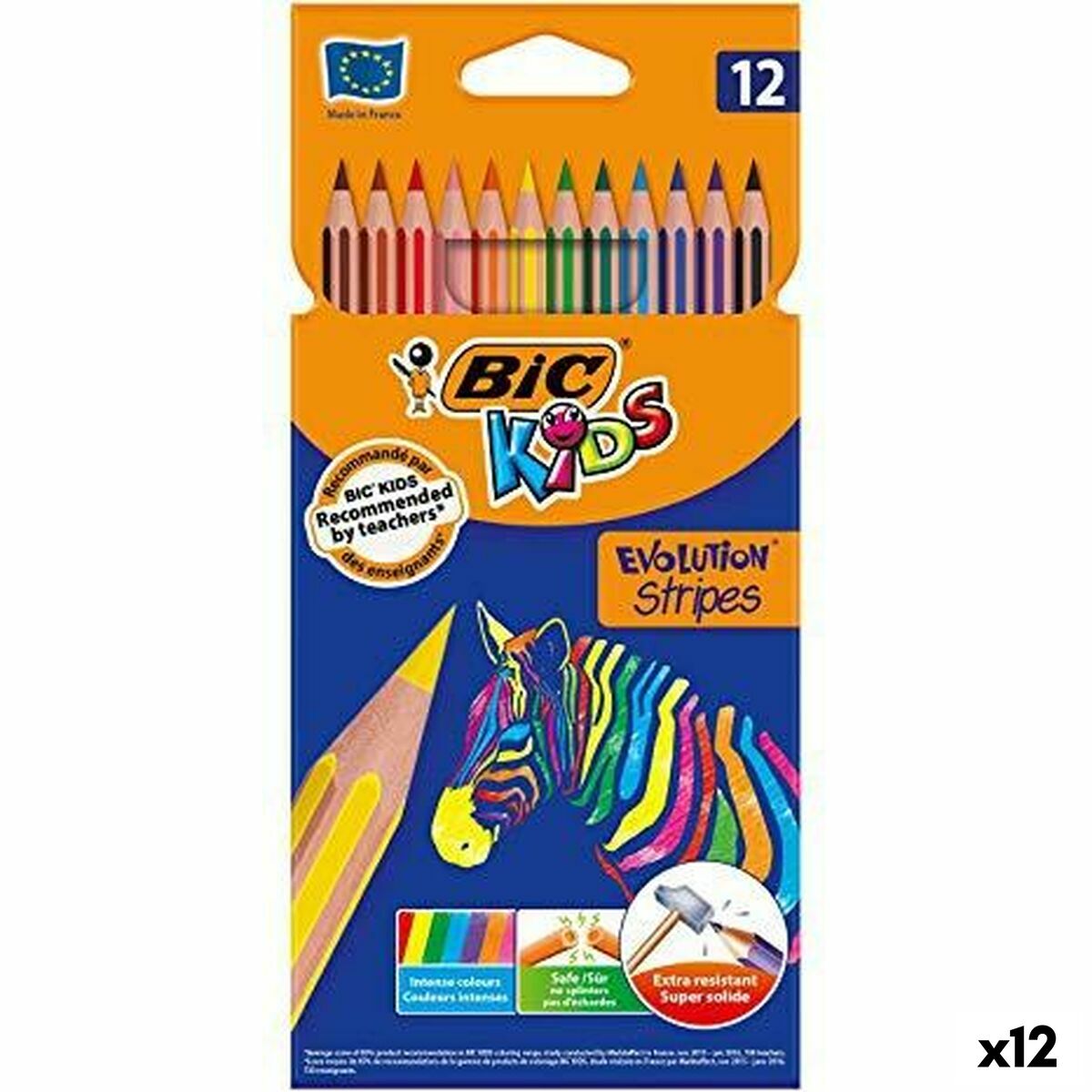 Colouring pencils Bic KIDS EVOLUTION STRIPES Multicolour 12 Pieces (12 Units)