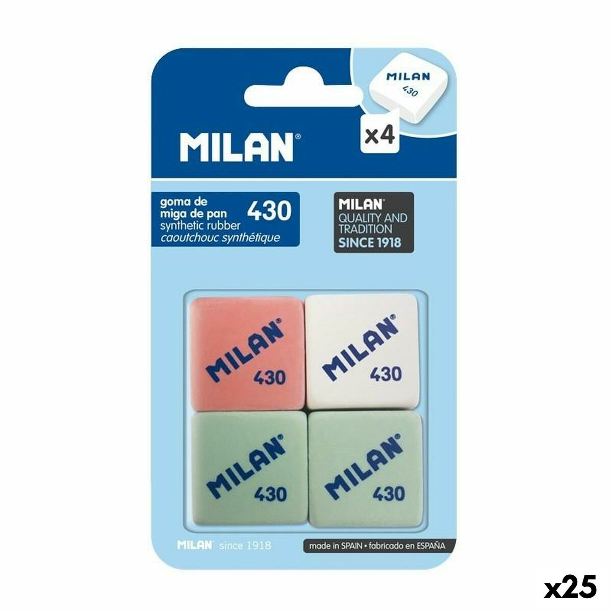 Eraser Set Milan 4 Pieces (25 Units)