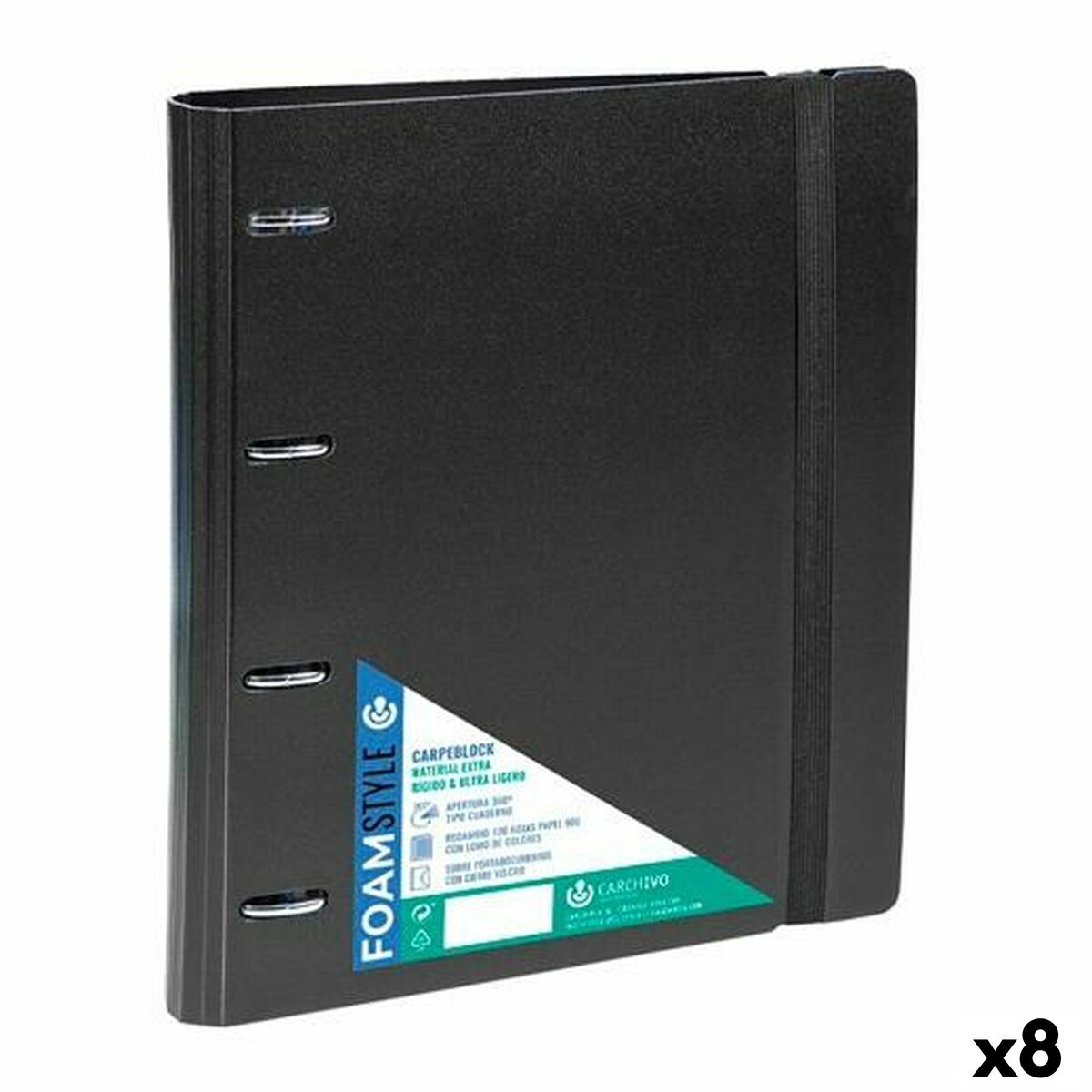 Ring binder Carchivo CARPEBLOCK Black A4 (8 Units) Ring binder Carchivo CARPEBLOCK Black A4 (8 Units)