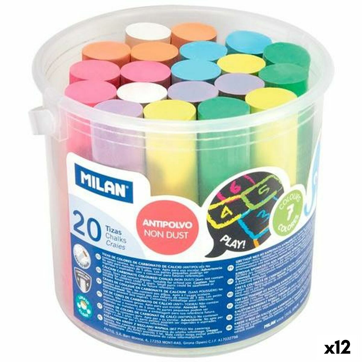 Chalks Milan Multicolour (20 Pieces) (12 Units) Chalks Milan Multicolour (20 Pieces) (12 Units)
