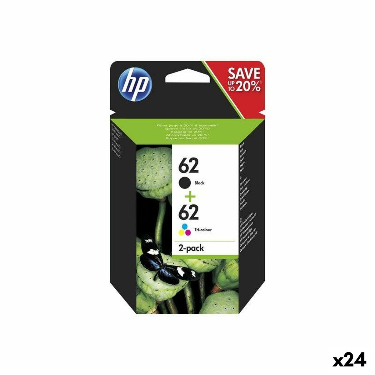 Original Ink Cartridge HP N 62 Yellow (24 Units) Original Ink Cartridge HP N 62 Yellow (24 Units)