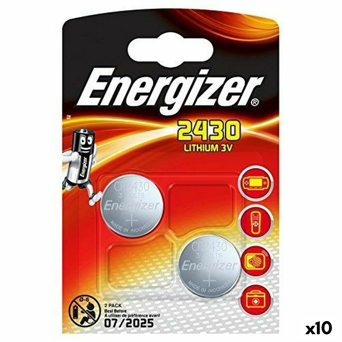 Lithium Button Batteries Energizer 3 V CR2430 (10 Units) Lithium Button Batteries Energizer 3 V CR2430 (10 Units)