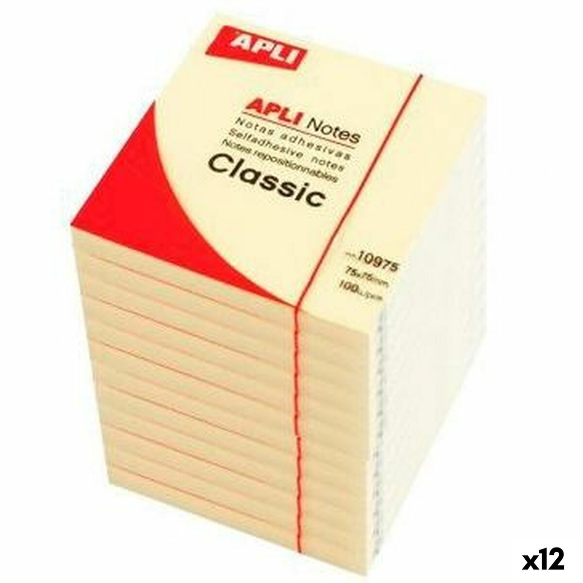 Sticky Notes Apli CLASSIC Yellow 75 x 75 mm (12 Units) Sticky Notes Apli CLASSIC Yellow 75 x 75 mm (12 Units)