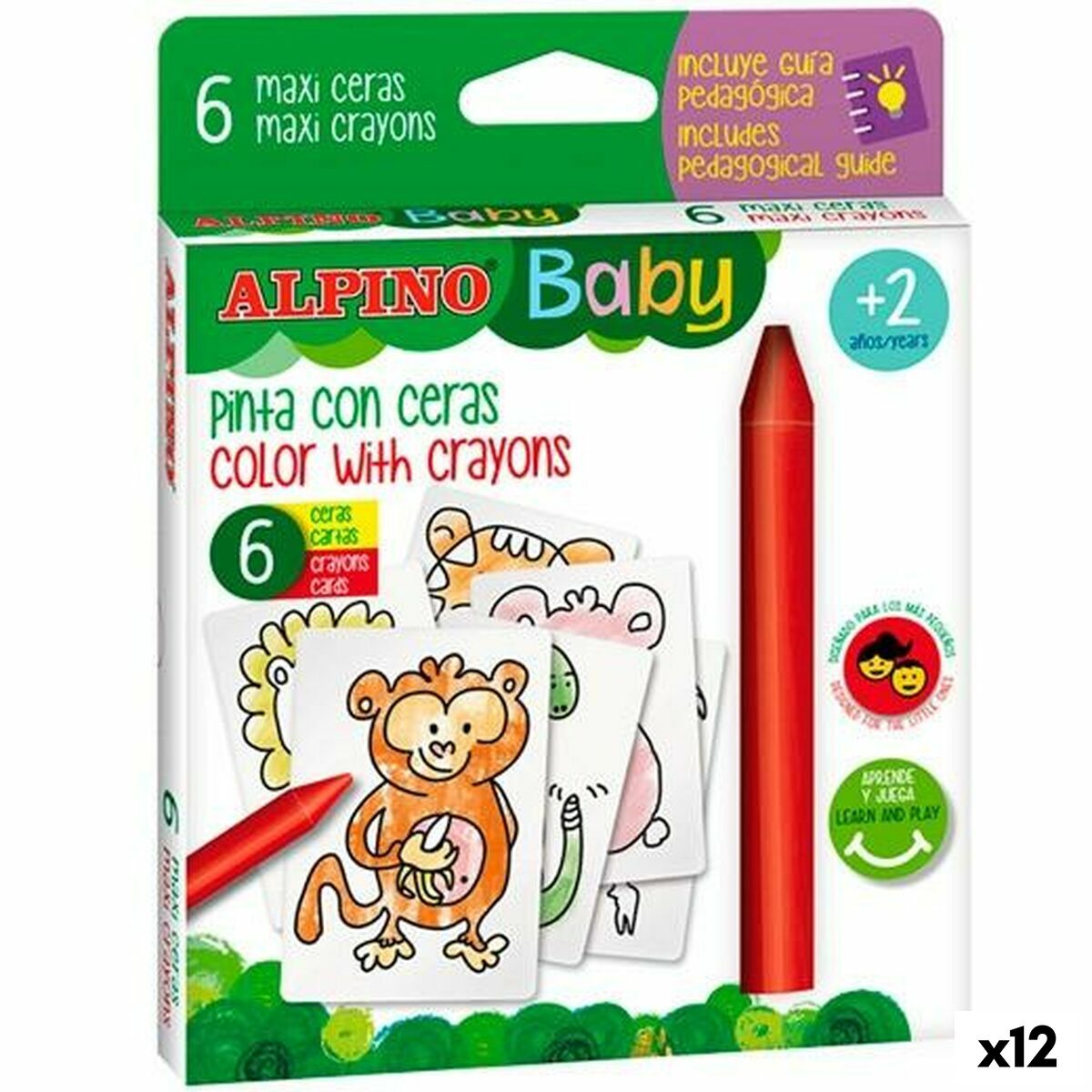 Coloured crayons Alpino Baby Jungle Multicolour (12 Units) Coloured crayons Alpino Baby Jungle Multicolour (12 Units)