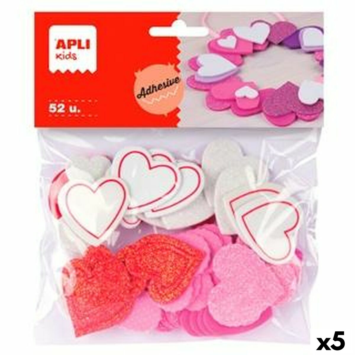 Eva Rubber Apli Multicolour Eva Rubber Hearts (52 Pieces) (5 Units) Eva Rubber Apli Multicolour Eva Rubber Hearts (52 Pieces) (5 Units)