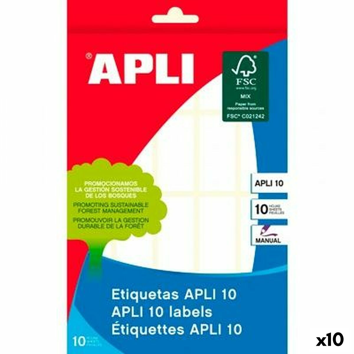 Adhesive labels Apli White Paper 10 Sheets 19 x 40 mm (10 Units)