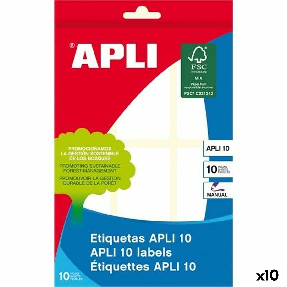 Adhesive labels Apli White Paper 10 Sheets 36 x 82 mm (10 Units)