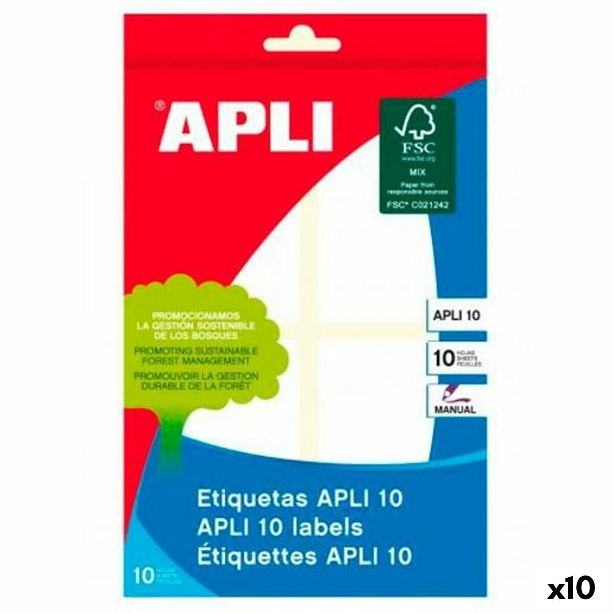 Adhesive labels Apli White Paper 10 Sheets 40 x 75 mm (10 Units) Adhesive labels Apli White Paper 10 Sheets 40 x 75 mm (10 Units)