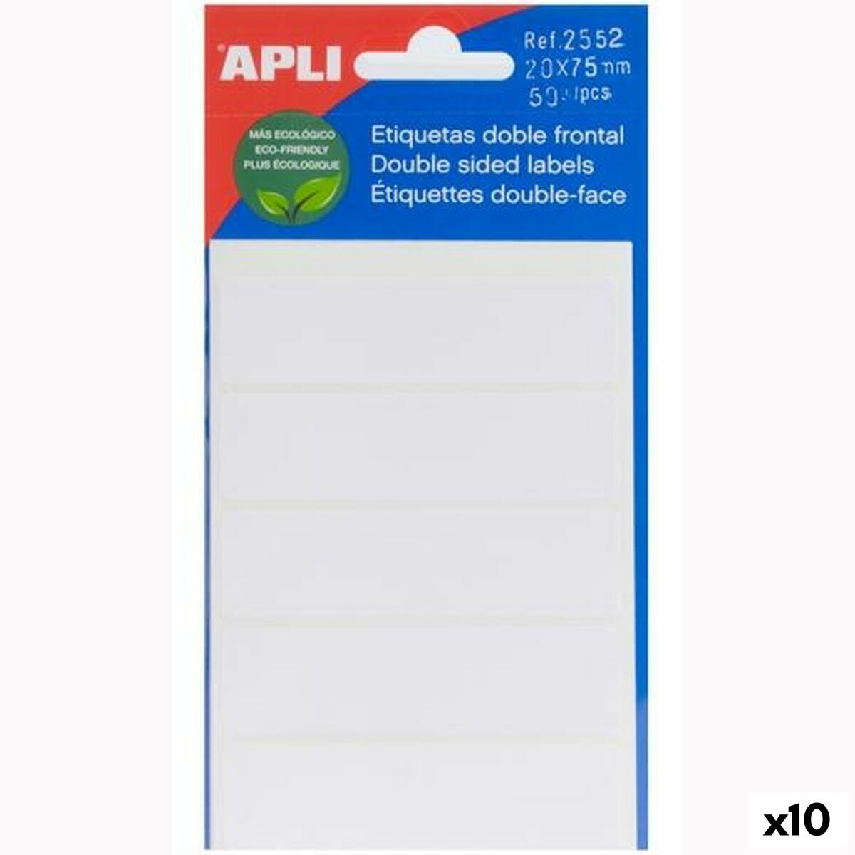 Adhesive labels Apli White Paper 5 Sheets 20 x 75 mm (10 Units)