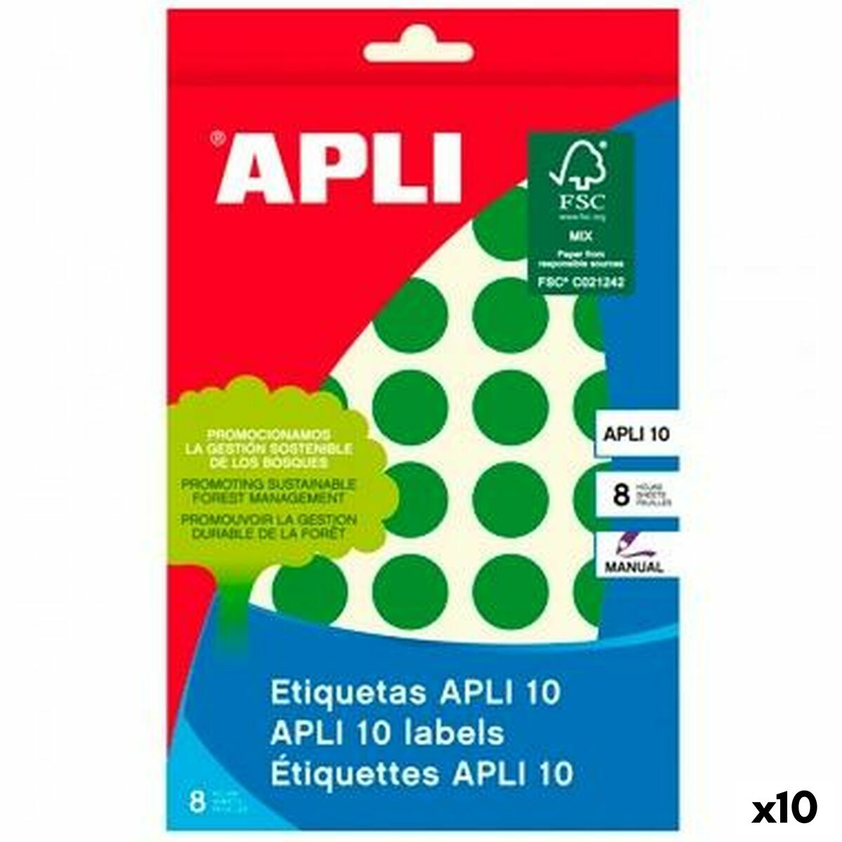 Adhesive labels Apli Green Circle 8 Sheets (10 Units) Adhesive labels Apli Green Circle 8 Sheets (10 Units)
