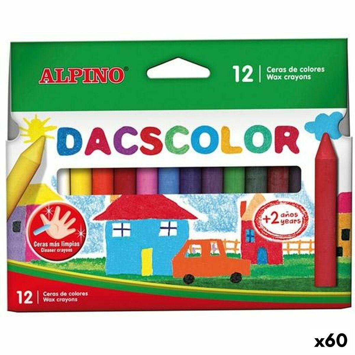 Coloured crayons Alpino Dacscolor Multicolour 12 Pieces (60 Units) Coloured crayons Alpino Dacscolor Multicolour 12 Pieces (60 Units)