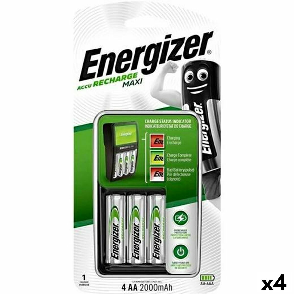 Charger + Rechargeable Batteries Energizer (4 Units) Charger + Rechargeable Batteries Energizer (4 Units)