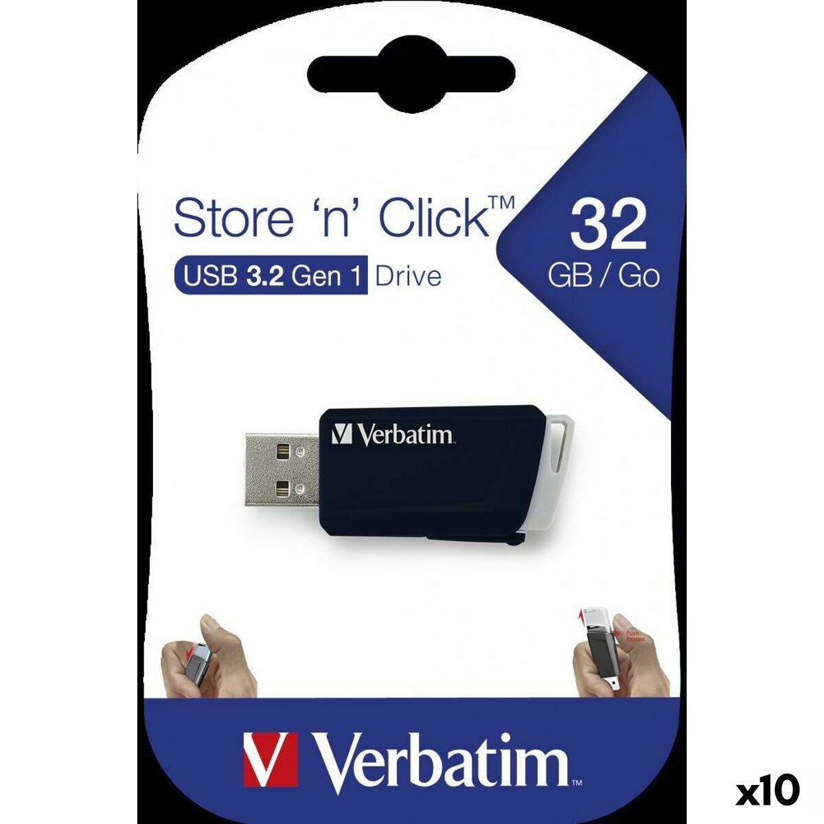 USB stick Verbatim STORENCLICK Black 32 GB (10 Units)