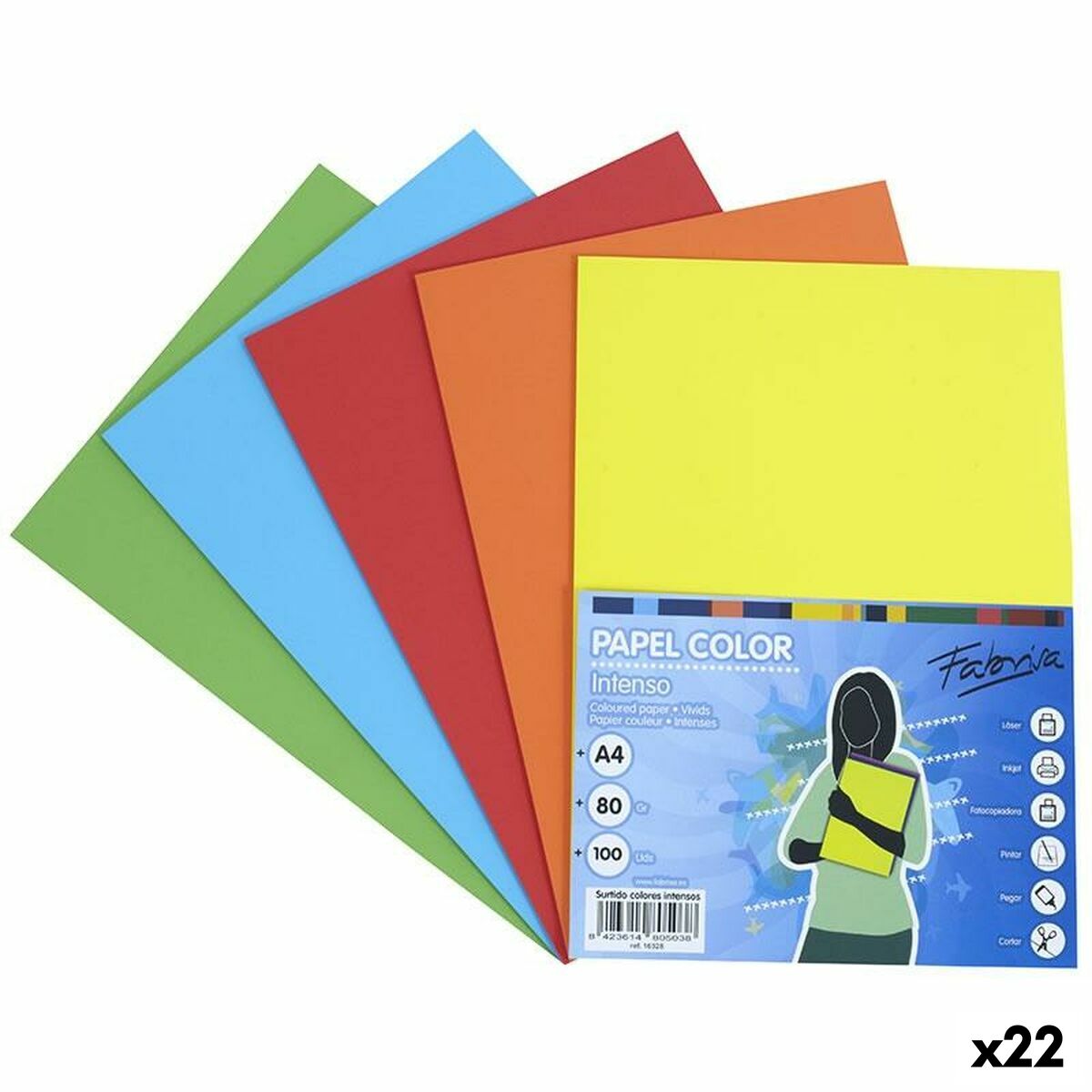Printer Paper Fabrisa Multicolour A4 100 Sheets (22 Units) Printer Paper Fabrisa Multicolour A4 100 Sheets (22 Units)