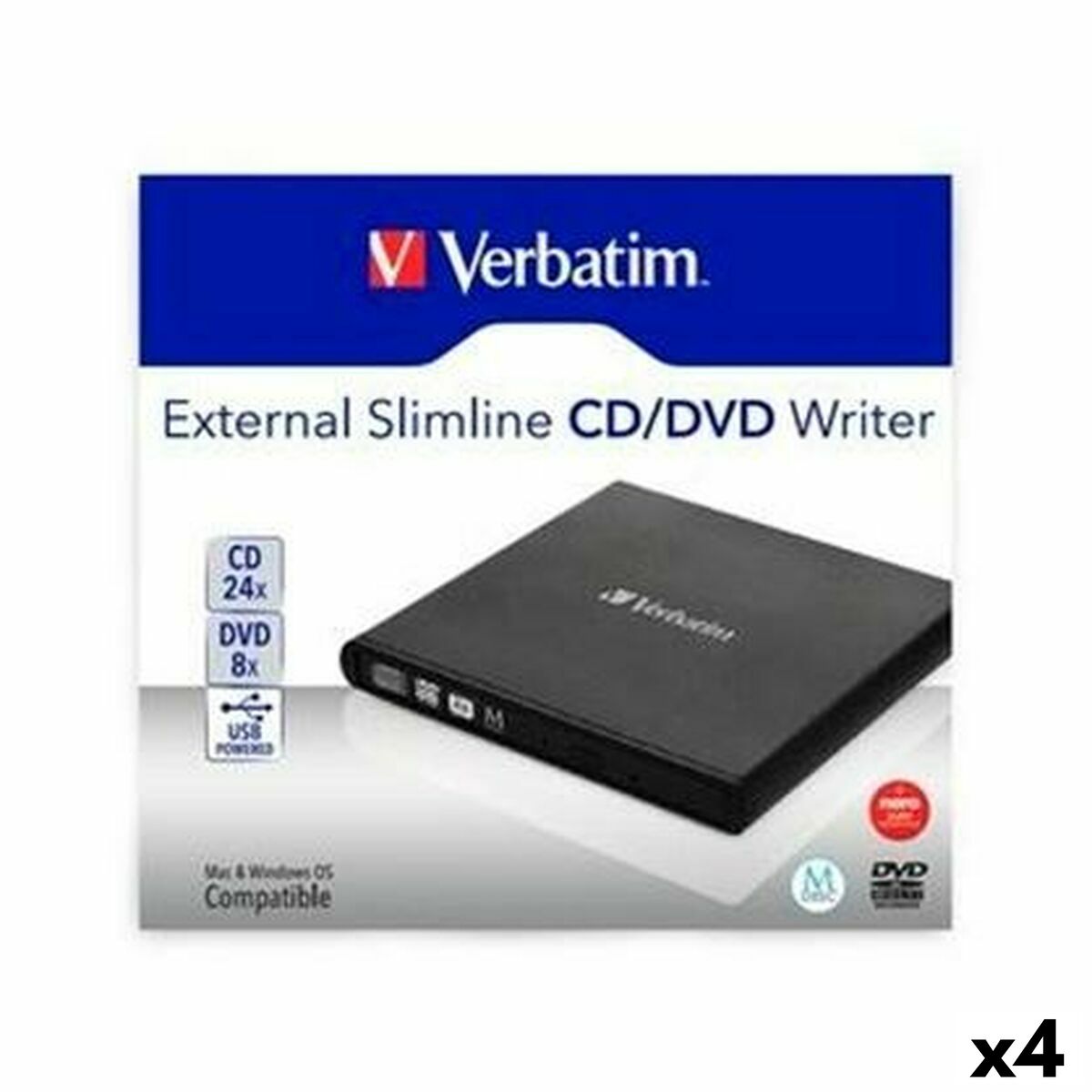 CD/DVD Reader Verbatim SLIMLINE (4 Units) CD/DVD Reader Verbatim SLIMLINE (4 Units)