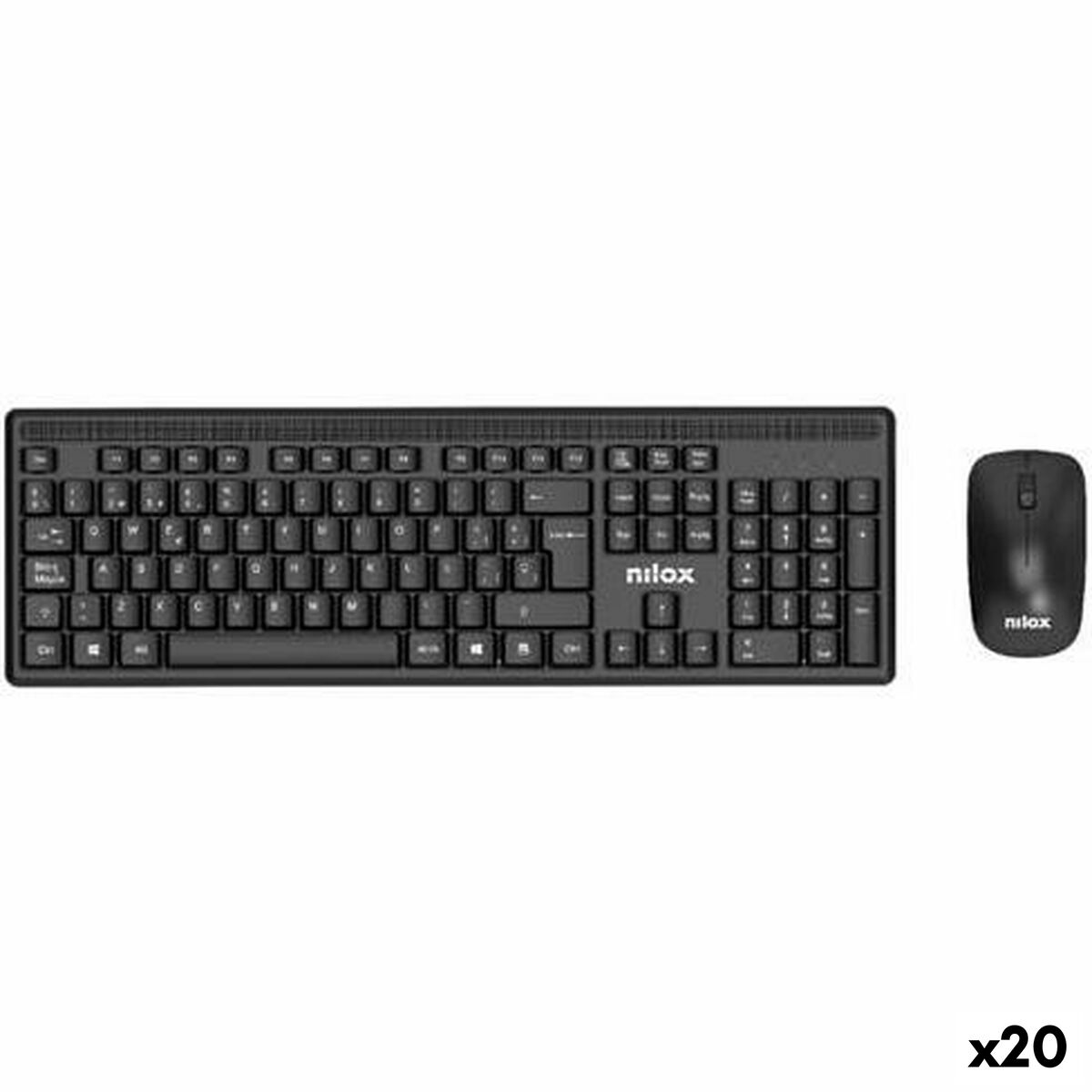 Keyboard and Mouse Nilox Black Spanish Qwerty (20 Units) Keyboard and Mouse Nilox Black Spanish Qwerty (20 Units)