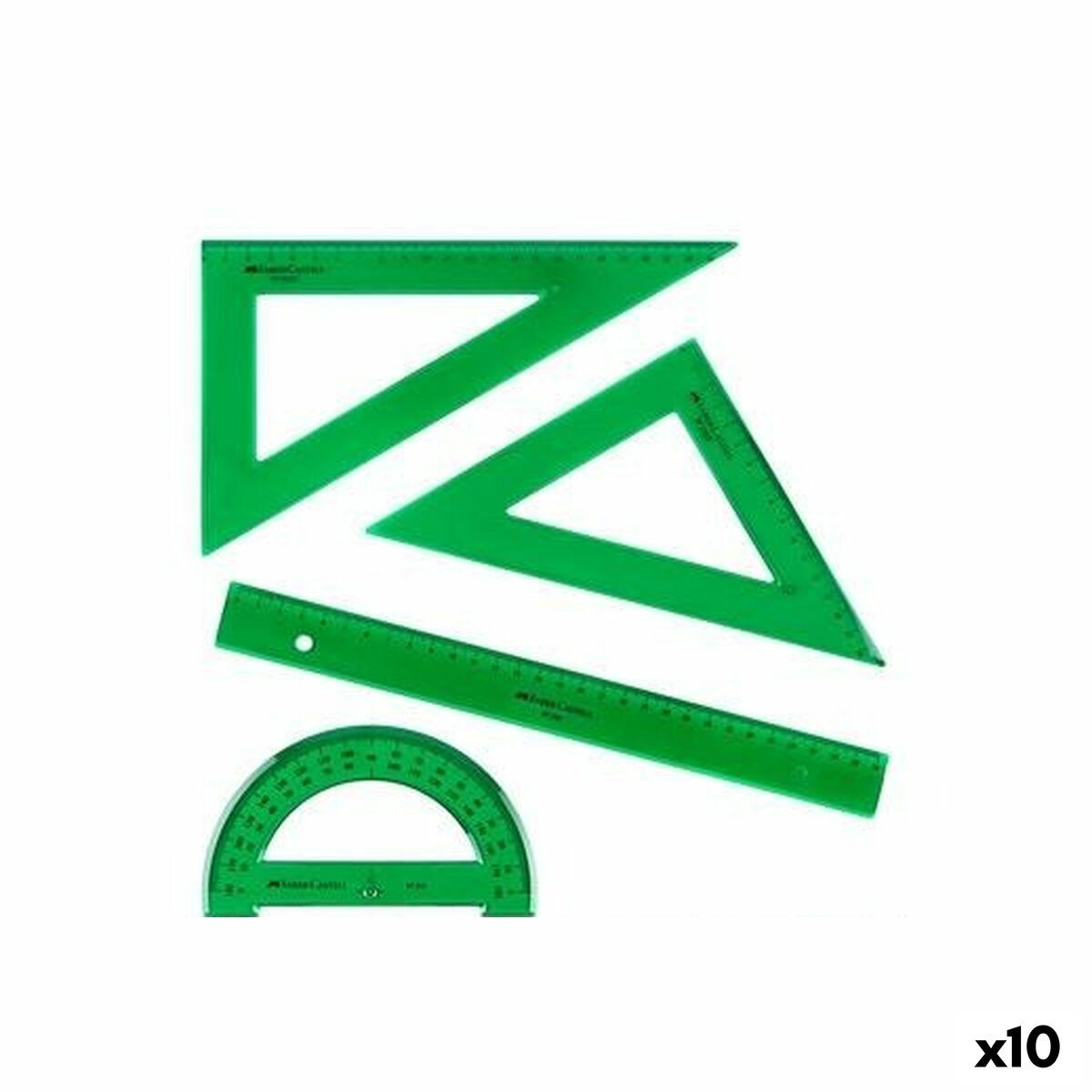 Geometry set Faber-Castell Green 4 Pieces (10 Units) Geometry set Faber-Castell Green 4 Pieces (10 Units)