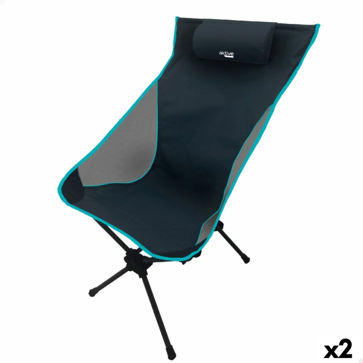 Foldable Camping Chair Aktive 61 x 99 x 55 cm (2 Units) Foldable Camping Chair Aktive 61 x 99 x 55 cm (2 Units)