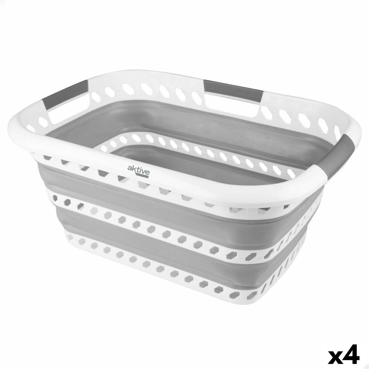 Folding Clothes Basket Aktive polypropylene TPR 61 x 7,5 x 43 cm 61 x 28 x 43 cm (4 Units) Folding Clothes Basket Aktive polypropylene TPR 61 x 7,5 x 43 cm 61 x 28 x 43 cm (4 Units)