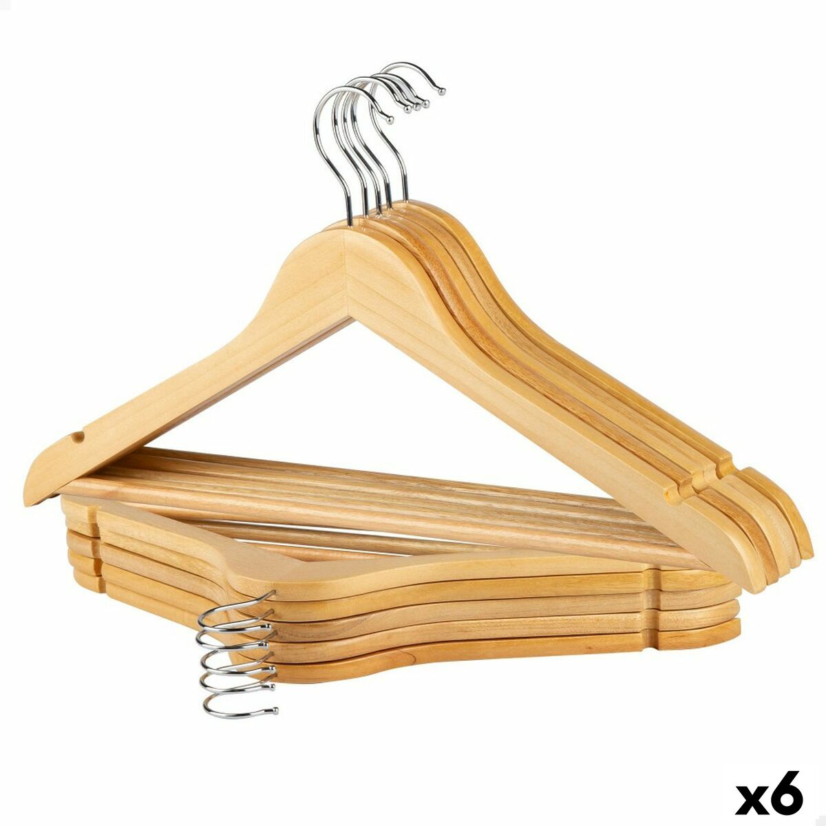 Set of Clothes Hangers Max Home Natural Wood Steel 44,5 x 23 x 1 cm 10 Pieces (6 Units) Set of Clothes Hangers Max Home Natural Wood Steel 44,5 x 23 x 1 cm 10 Pieces (6 Units)