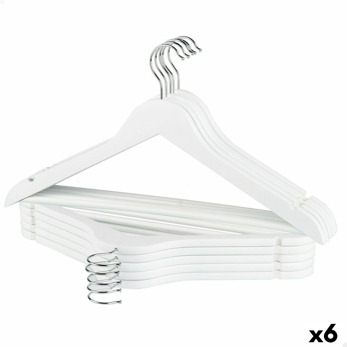 Set of Clothes Hangers Max Home White Wood Steel 44,5 x 23 x 1 cm 10 Pieces (6 Units) Set of Clothes Hangers Max Home White Wood Steel 44,5 x 23 x 1 cm 10 Pieces (6 Units)