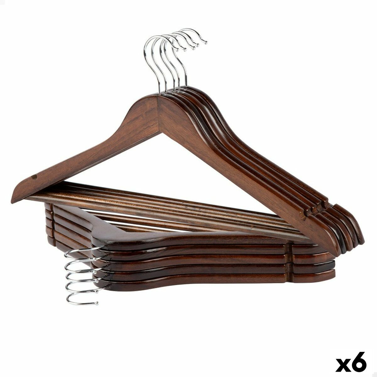 Set of Clothes Hangers Max Home Brown Wood Steel 44,5 x 23 x 1 cm 10 Pieces (6 Units) Set of Clothes Hangers Max Home Brown Wood Steel 44,5 x 23 x 1 cm 10 Pieces (6 Units)