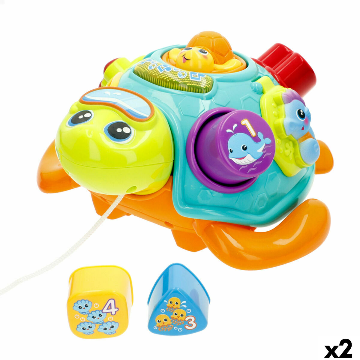 Pull-along toy Winfun 23 x 12 x 23 cm Tortoise Multicolour (2 Units)