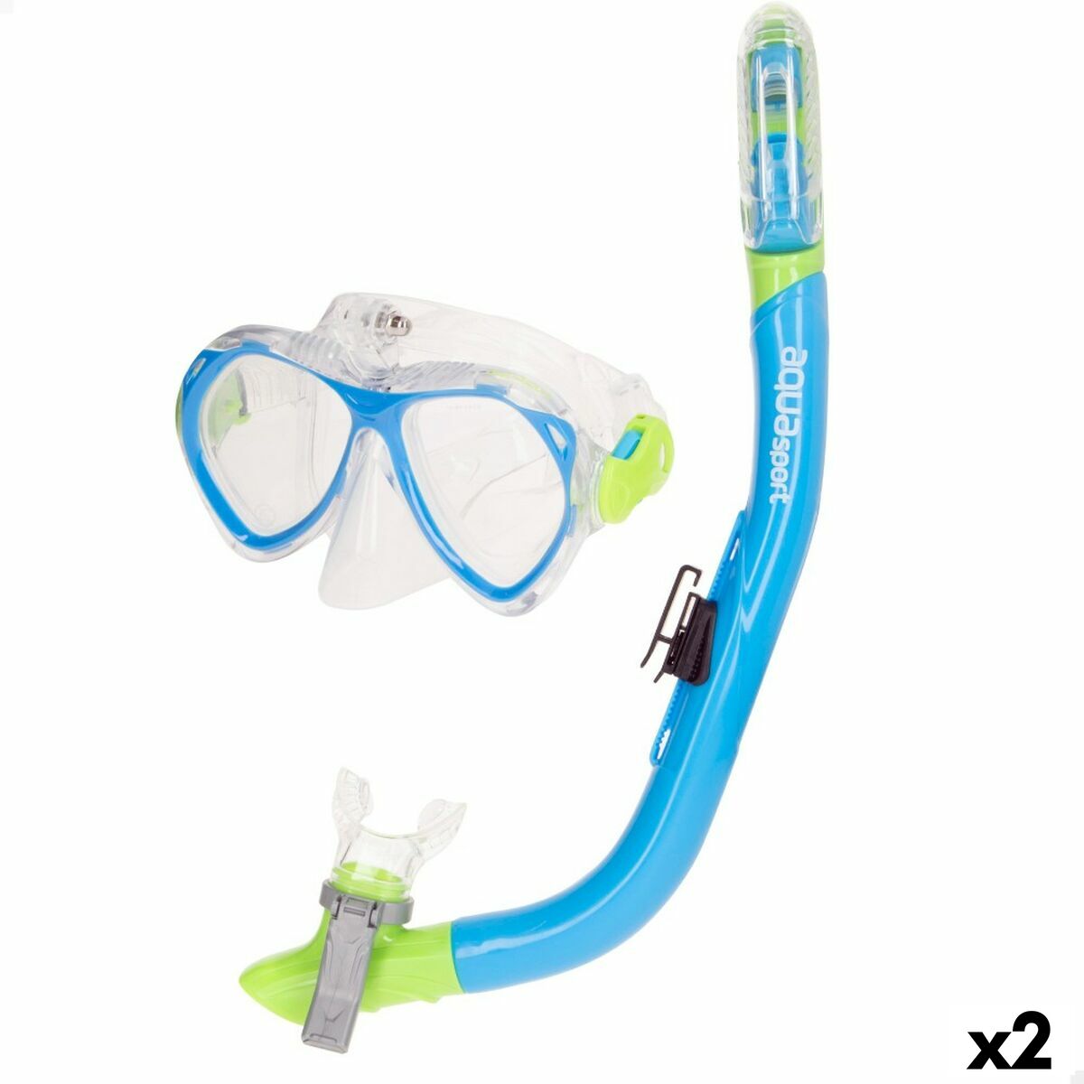 Snorkel Goggles and Tube for Children AquaSport Blue (2 Units) Snorkel Goggles and Tube for Children AquaSport Blue (2 Units)