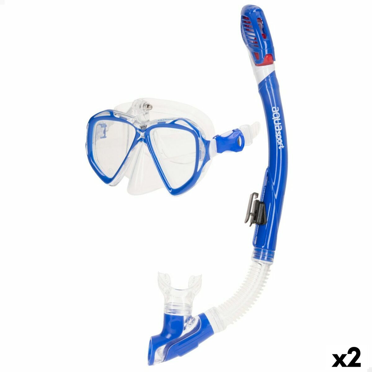 Snorkel Goggles and Tube AquaSport Blue Adults (2 Units) Snorkel Goggles and Tube AquaSport Blue Adults (2 Units)
