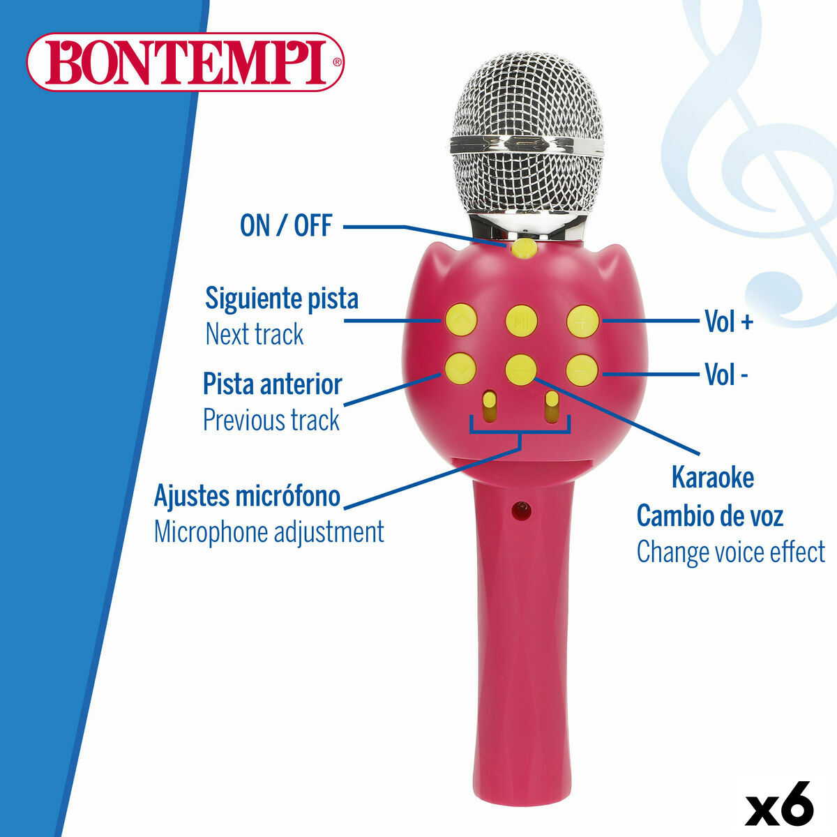 Karaoke Microphone Bontempi 6 Units
