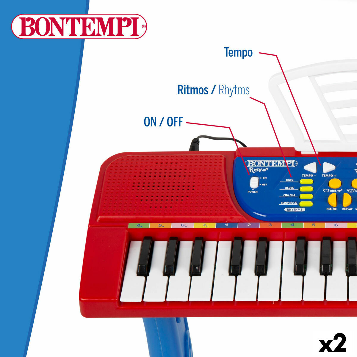 37-Key Keyboard Bontempi 43 x 56 x 23 cm (2 Units)