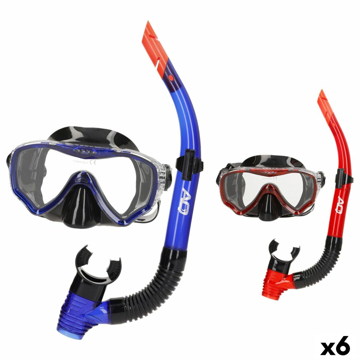 Snorkel Goggles and Tube AquaSport Blue Red (6 Units) Snorkel Goggles and Tube AquaSport Blue Red (6 Units)